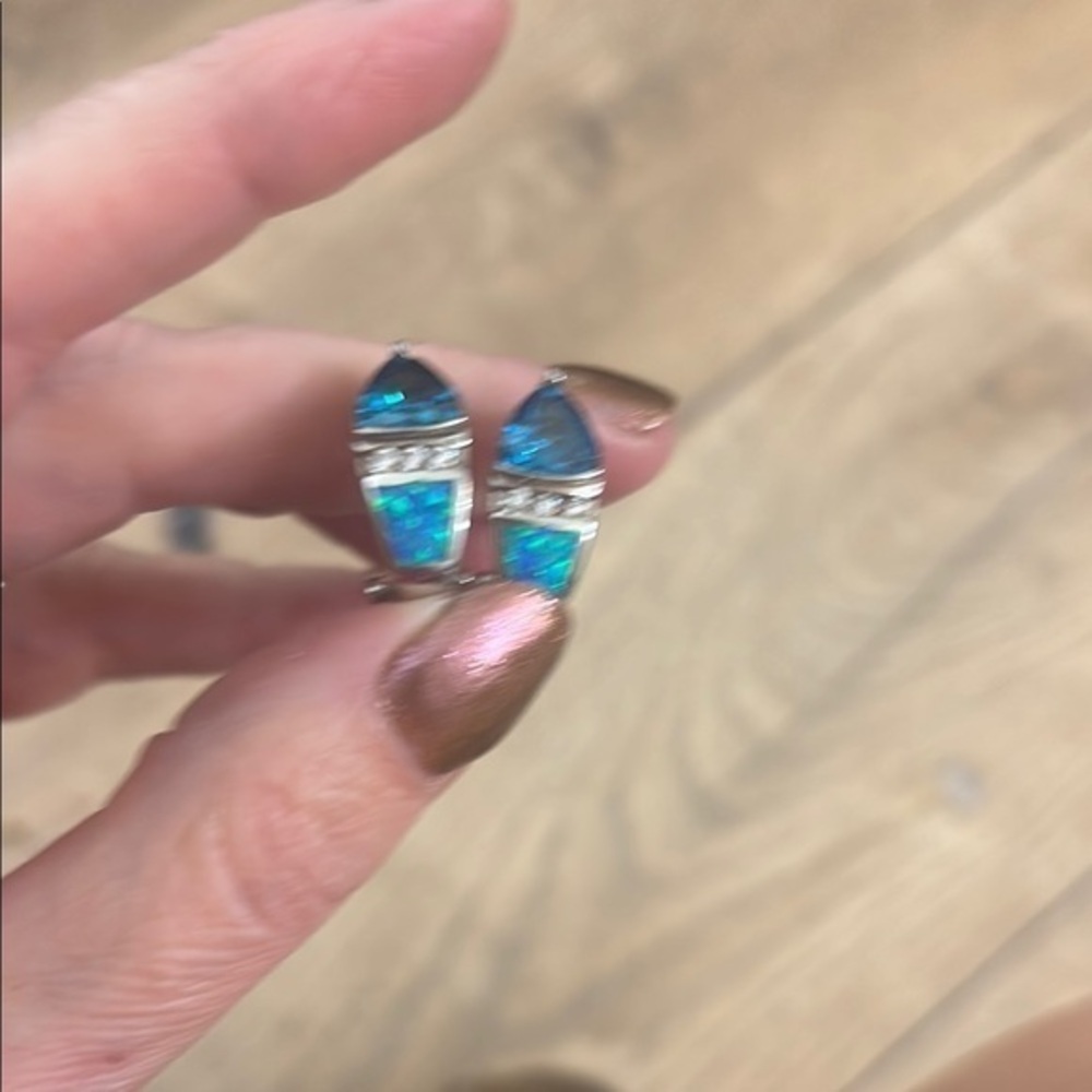 Vibrant Blue and Silver Intricate Earrings